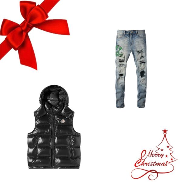 MONCLER VEST + SNAKED JEANS